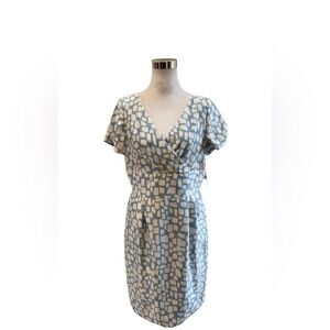 Alex Marie Estie Print Dress with Pockets 14 Powder Blue/Ivory